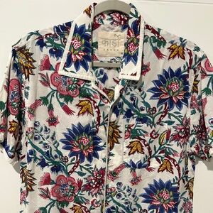 Kardo Floral Block Print Shirt - White